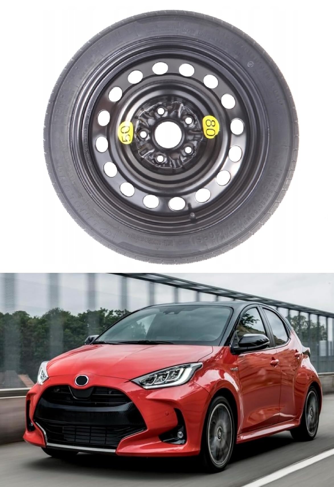 Ruotino di Scorta 16" compatibile con Toyota Yaris 5 fori (2020>) 125/70 R16