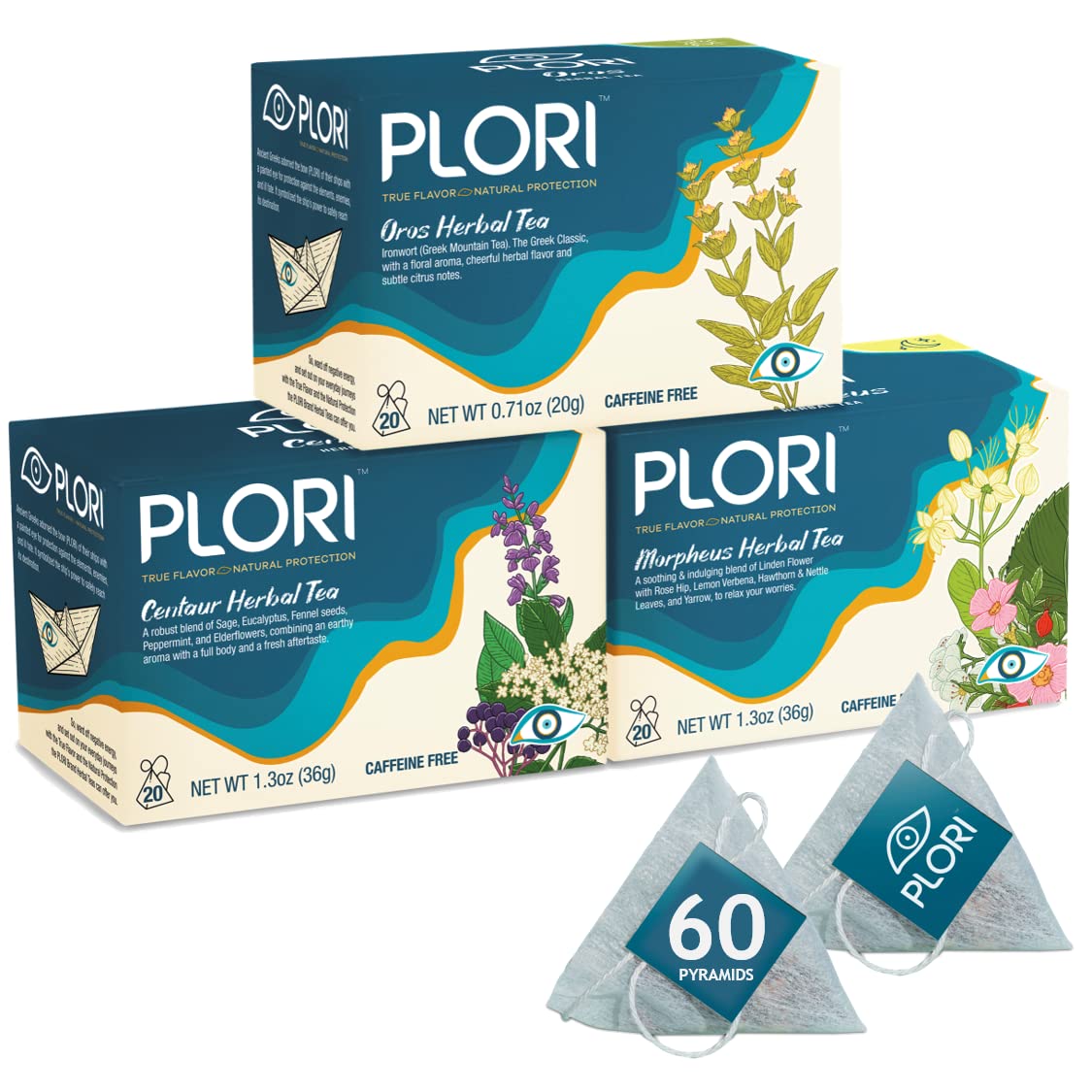 PLORI Greek Herbal Teas Variety Pack with 3 Wellness