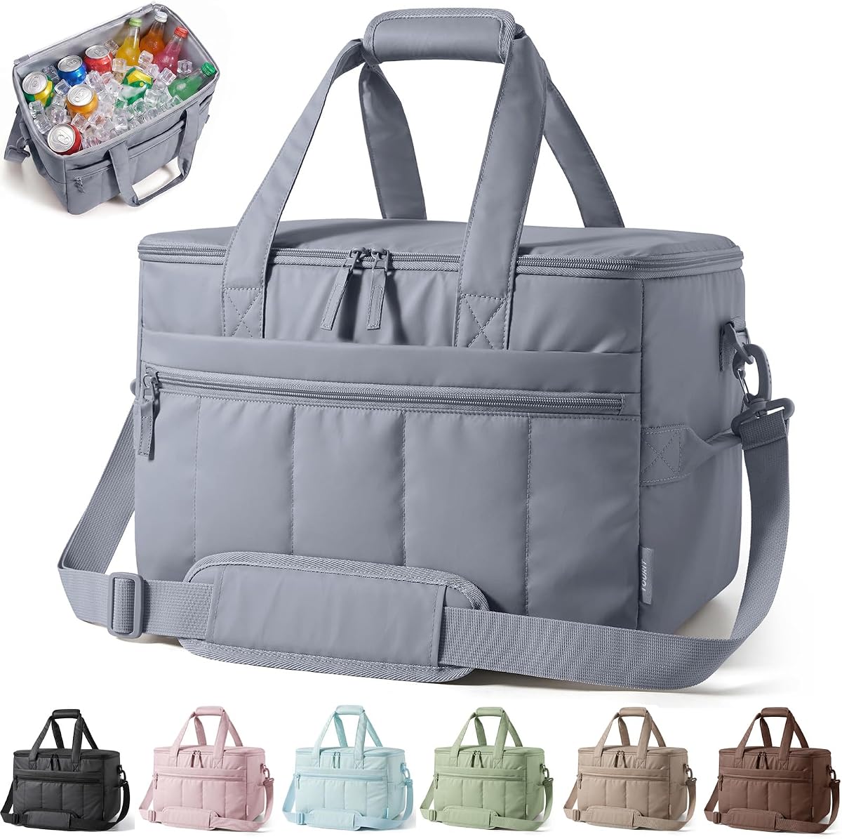 TOURIT Bolsa refrigeradora con aislamiento Puffer 48 latas / 32L, refrigerador de playa impermeable | Elegante y liviana, con aislamiento de 12 horas, 100% a prueba de fugas, gran hielera de lados suaves, ideal para viajes, campamentos, picnic y caminatas.