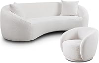 Vista 6 de Juego de 2 sofás curvos, modernos sofás de sala de estar, sofás integrales, sofás de 3 plazas + silla giratoria de 360 grados con respaldo curvado