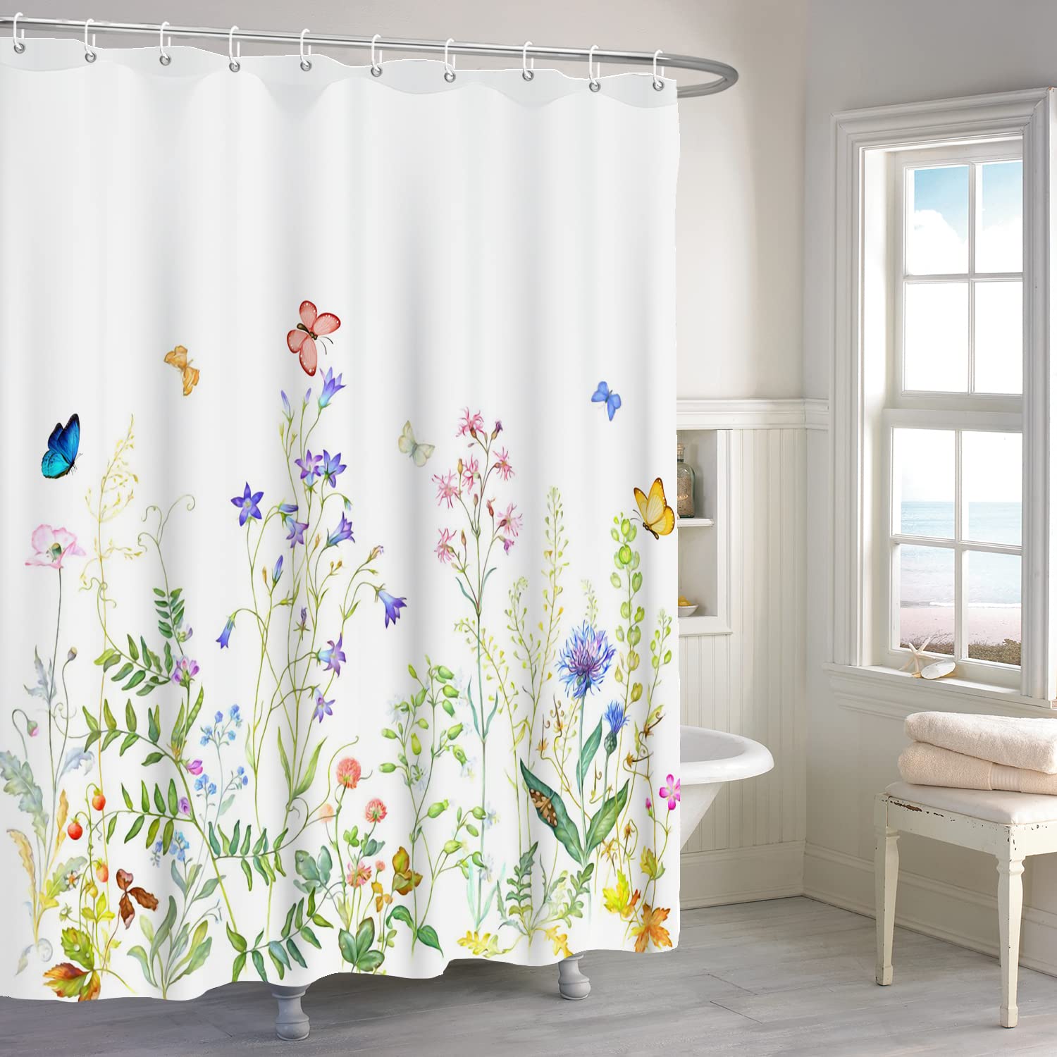 ASDCXZ Tenda da doccia a fiori, 180 x 200 cm, primaverile, dipinta a