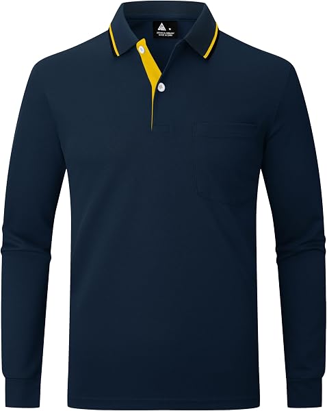 SwissWell Polo de Manga Larga para Hombre Camiseta Polo Transpirable para Golf, Ligera, para Deportes al Aire Libre y Estilo Casual - 3