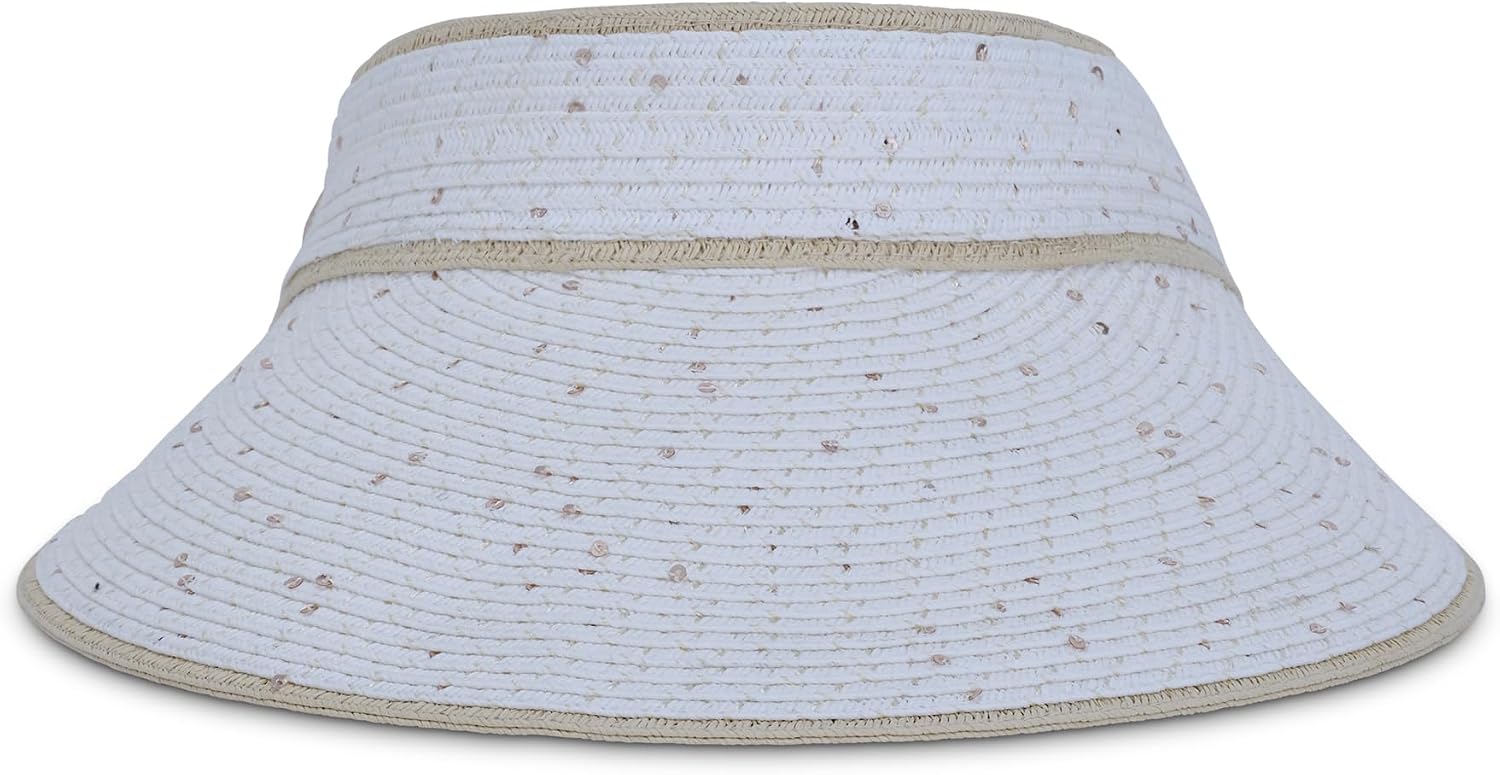 Calvin Klein Women's Sequin Straw Visor, Natural, One Size