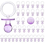 Pacifiers for Baby Shower Game, 36 Plastic Pacifiers for Baby Shower Decoration DIY, Large Size Baby Shower Pacifiers, Gender Reveal Party Table Scatter/Hunt Baby Shower Game Props(Purple, 2.75 in)