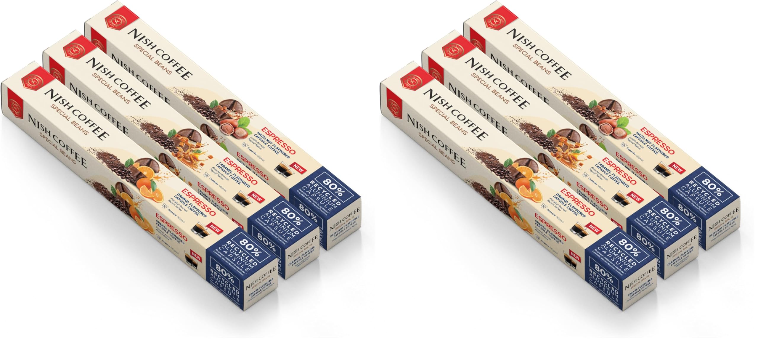 Nish Kahve Aromalı Kapsül Kahve 3'lü Set Karamel Fındık Portakal 30 Adet (2 paketi)