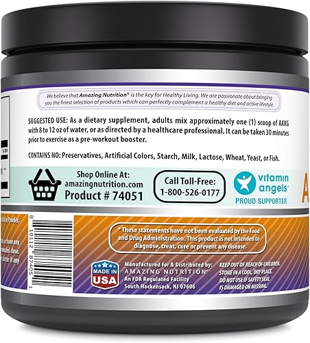 Miniatura 3 de Amazing Formulas AAKG - Suplemento en polvo de 17.64 oz (1.1 libras), alfa-cetoglutarato de arginina, sabor a bayas silvestres, 87 porciones, sin