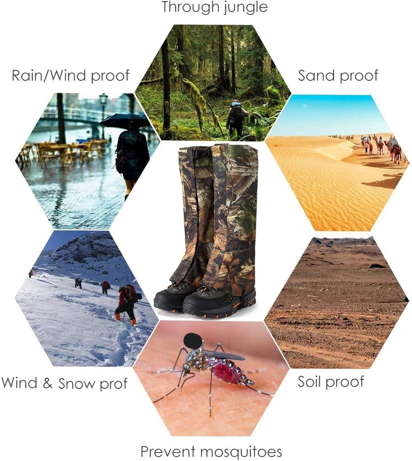 Waterproof Snow Boot Gaiter, Shoes Cover Oxford Fabric, Leg Gaiters for Outdoor Hiking Skiing, XL