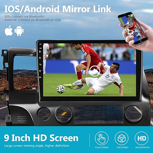 Miniatura 10 de 4+64G Android 12.0 Estéreo de coche para Honda Civic 2006-2011 con Carplay inalámbrico y Android Auto 10.1 "Pantalla táctil WiFi4G Bluetooth 5.0