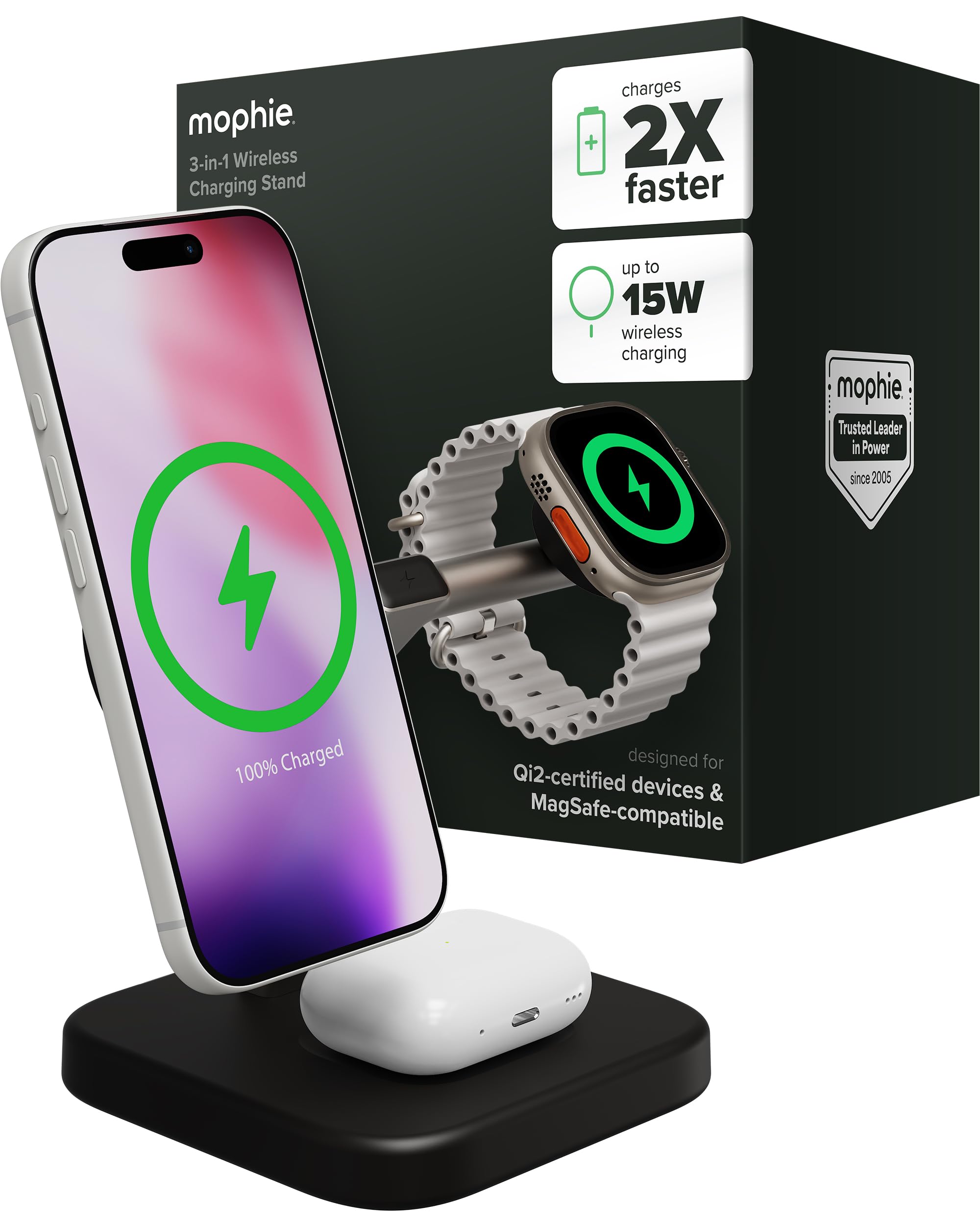 Amazon.com: Mophie 3-in-1 Wireless Charging Stand - Qi2-Certified