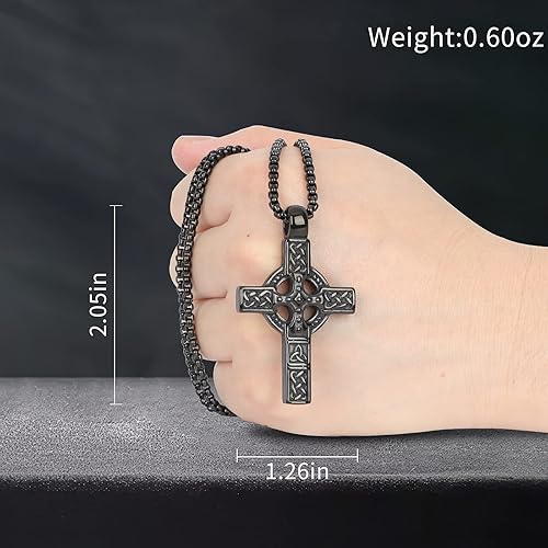 Miniatura 5 de Colgante de cruz para espejo retrovisor de automóvil, decoración de oración, adorno colgante de acero inoxidable, collar de cruz de nudo celta para