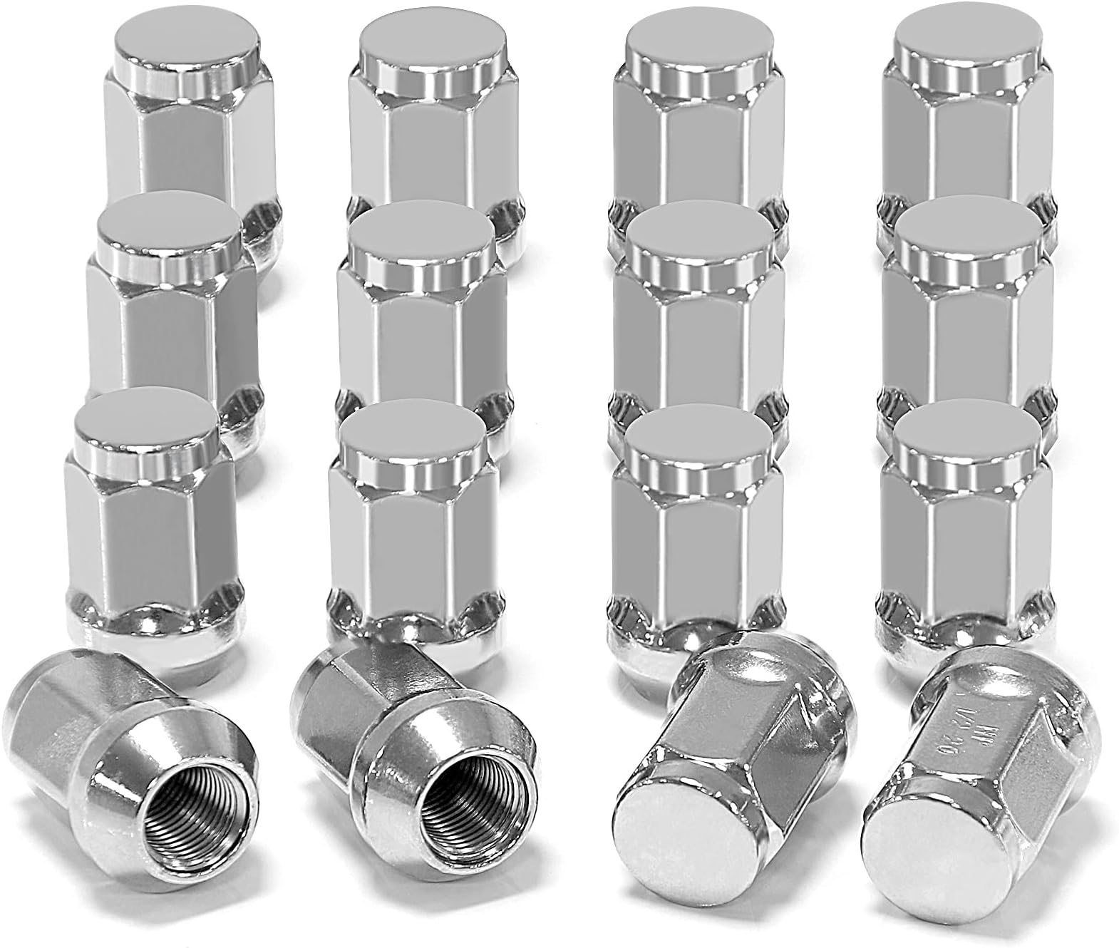 Golf Cart Chrome Wheel Lug Nuts for Club Car & EZGO, 1/2"-20 Size, OEM# 14723-G1, 1010984, 14723-G1, 16 Pack