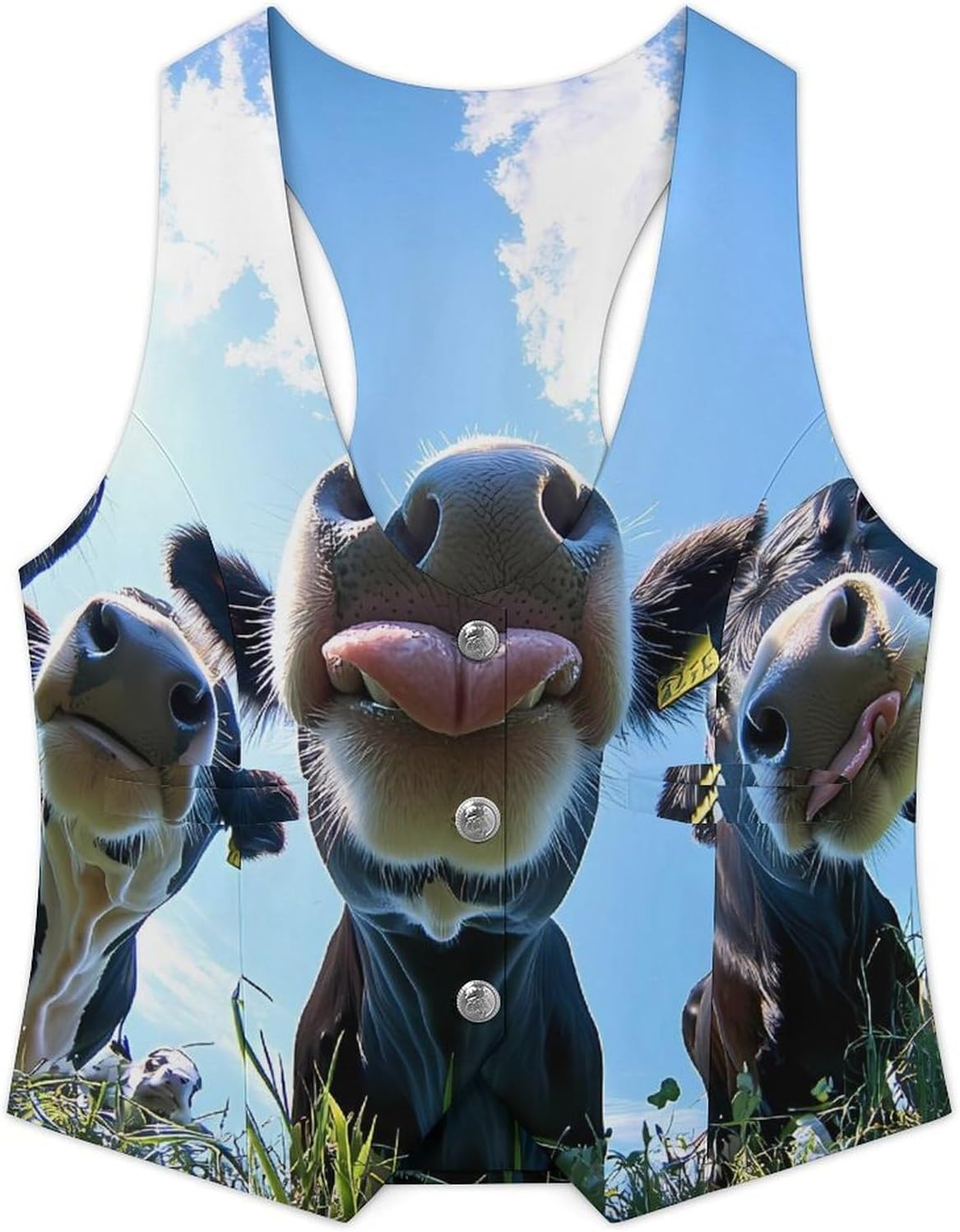 Cows Taste The Summer Women's Tuxedo Waistcoat Suit Vest | 3 Button V-Neck Slim Fit Casual Sleeveless Top