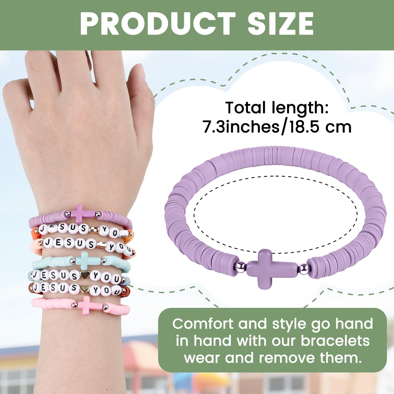Cross Bracelets Bulk Friendship Bracelets Colorful Handmade Clay Bead Christian Wristbands for Women Men Colorful Religious Friendship Bracelets Inspirational Reminder Gifts