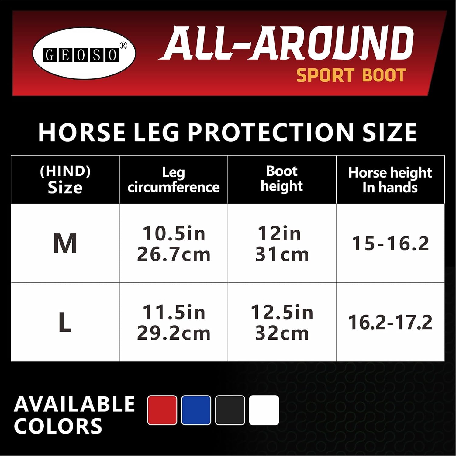 GEOSO All-Around Support Horse Splint Sport Boots,Professional OK Fabric Neoprene Horse Boots for Horses Jump Training&Off-Road|Shock Absorbing, Breathable,Fits Hind Legs