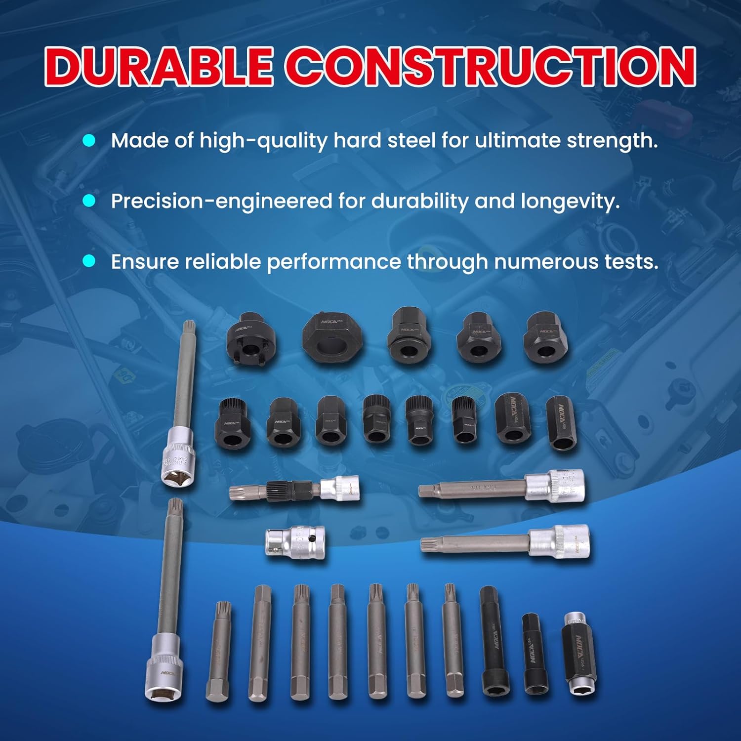 MOCA 30 Pcs Alternator Pulley Remove Install Tool Kit, Clutch Freewheel Removal Socket Bit Set & Garage Service Tool Kit Compatible with VW Audi BMW Ford Benz Toyota Buick Cadillac and More Vehicle