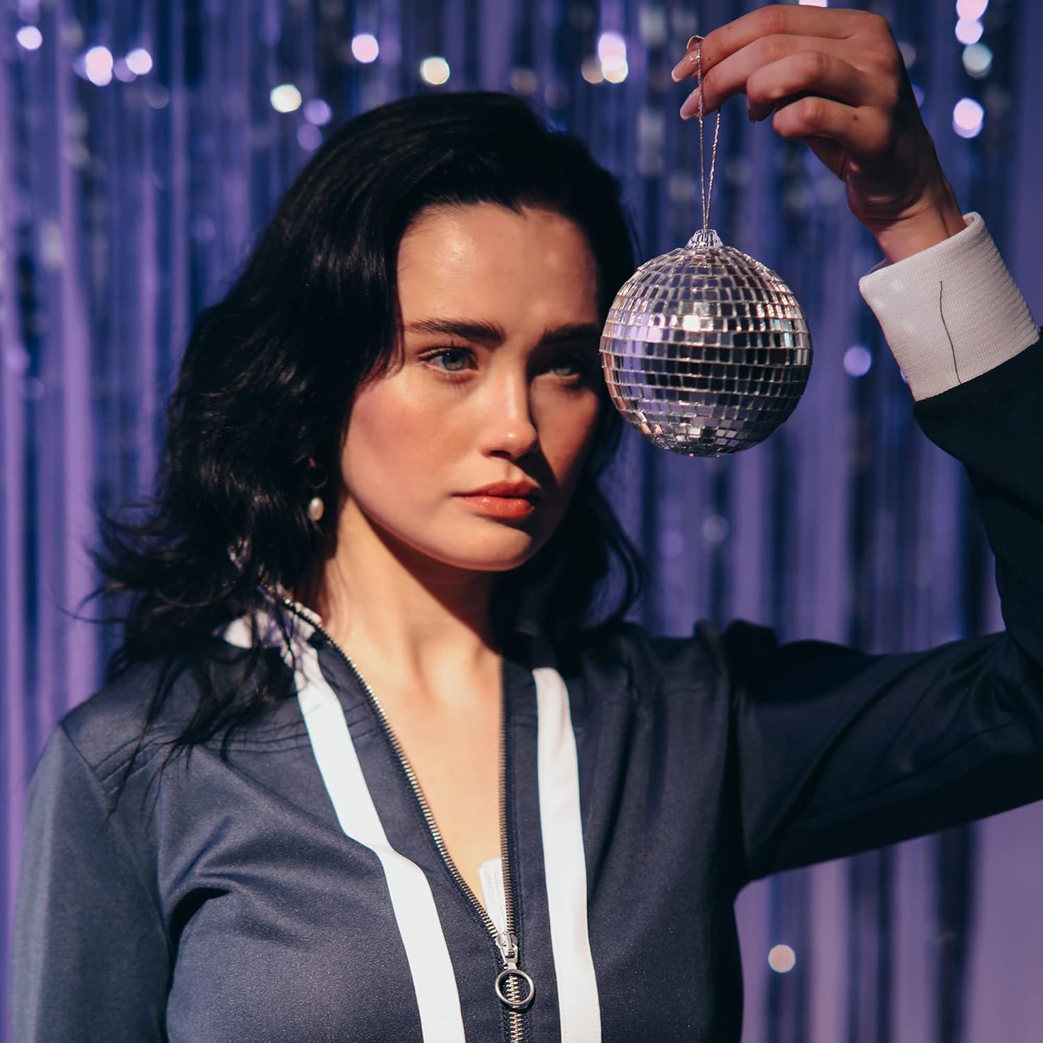 Pack 6 Mirror Disco Ball 4 Inch, Disco Ball Silver Hanging Ball with Attached String for Ring for Party, Birthdays,School Home Decorations,Christmas Tree