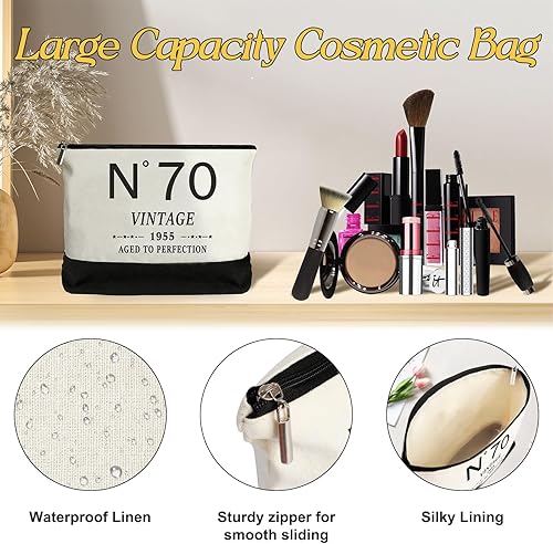 Vista 3 de YeohJoy Regalos de 70 cumpleaños para mujeres, bolsa de lona para viaje, regalos únicos de 70 años para esposa, hermana, mamá, tía, amigos, ella