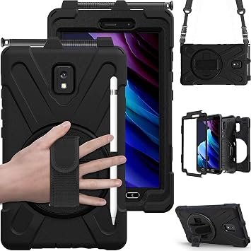 DreamerX for Samsung Galaxy Tab Active 3/Active5 8.0 Case, Hybrid Shockproof Rugged Drop Protective Case with Stand Handle Hand/Shoulder Strap for Galaxy Tab Active5 8 2024, Active3 8 2020, Black