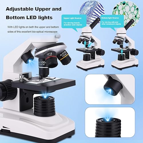 Miniatura 6 de Microscopio para adultos y niños, microscopio compuesto de alta potencia 40X-2500X para estudiantes, laboratorio escolar y escuela en casa, cuenta