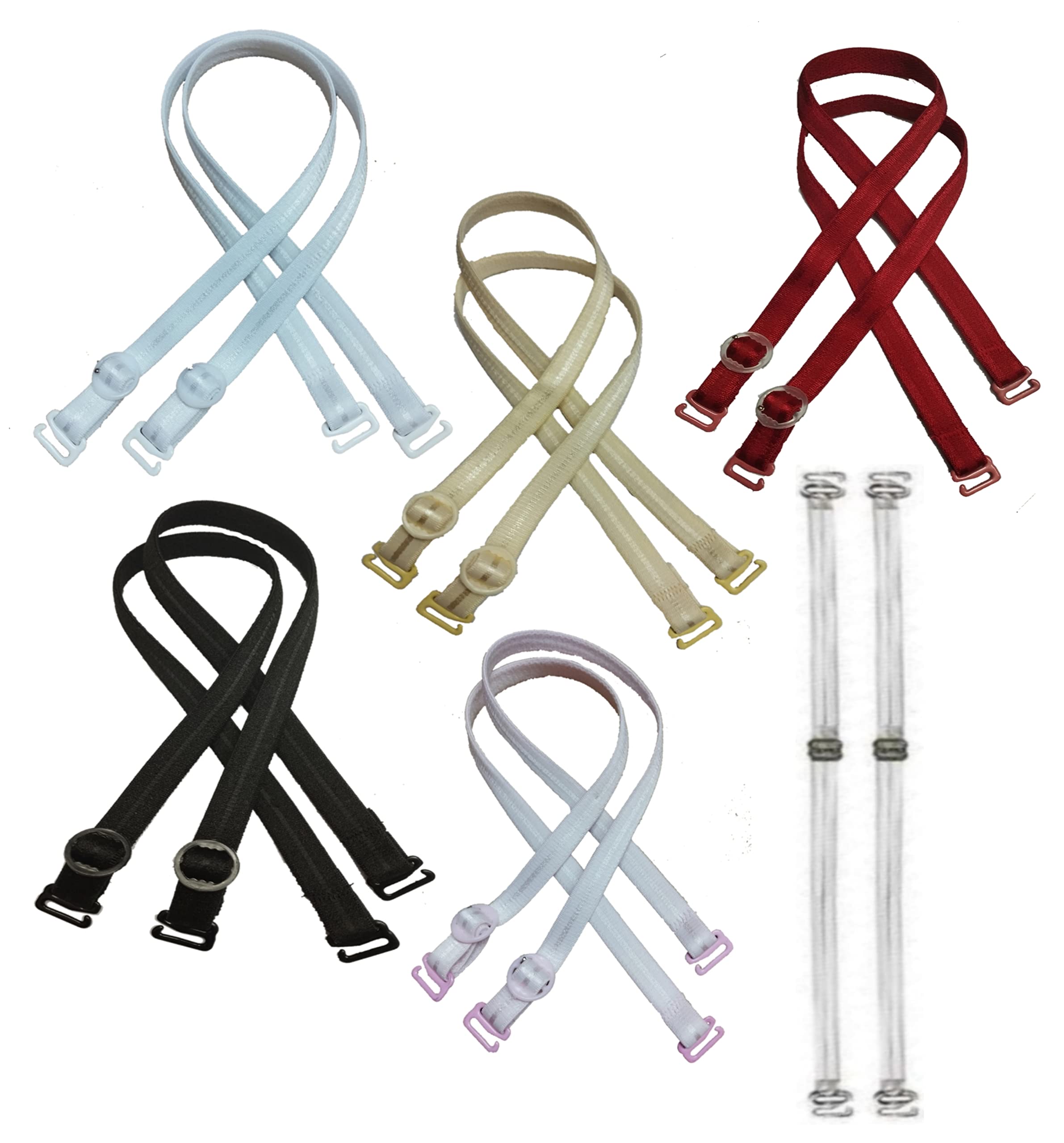 Bra Straps Strap for Women Apperal Transparent,Red. Black. White Skin. Pink.