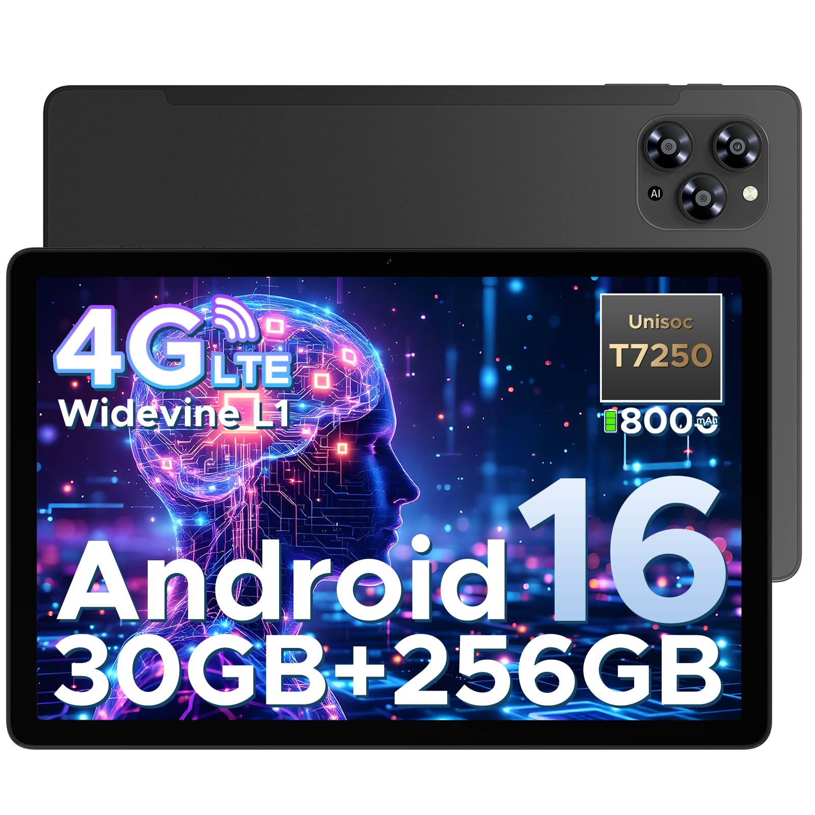 DOOGEE TAB G6 Tablets Android 16, 4G LTE 90Hz Tablet 11 Pollici, 30GB RAM+256GB ROM/TF 2TB, Octa-Core PC con sim, 8000mAh/Gemini AI/Widevine L1/13MP+5MP/OTG/BT5/FACE ID/Doppi altoparlanti/3.5mm Jack