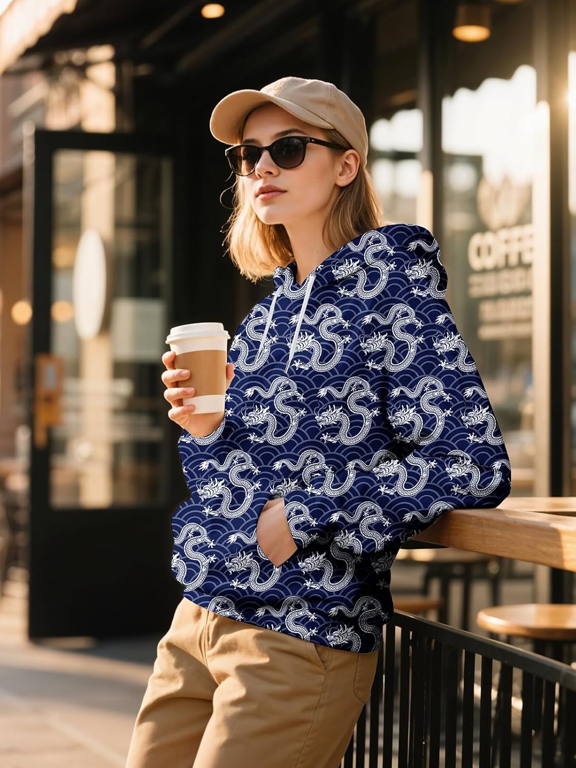 Unisex Graphic Hoodies, 3D Novelty Pullover Sweatshirt, Xmas Men Women Teen Boy Gifts, Black White Galaxy Print Flag - Image 5