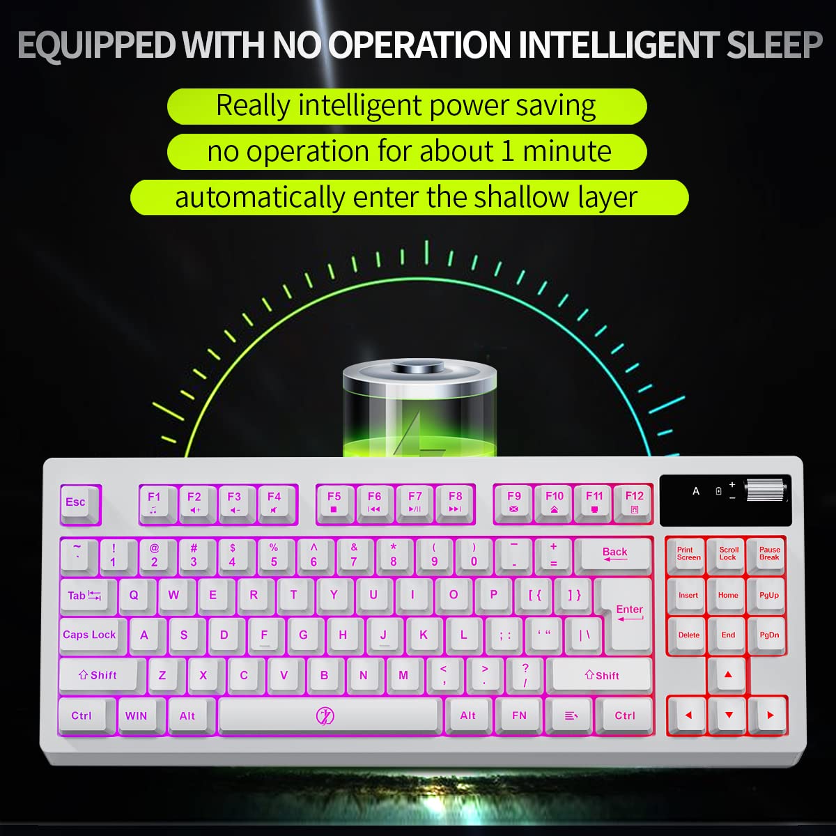 Buy ZJFKSDYX C87 Wireless Gaming Keyboard and Mouse Combo with 87 Key