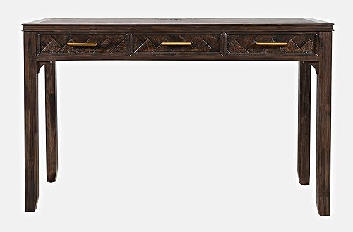 Miniatura 31 de Jofran Inc. Gramercy Chevron Mid-Century Moderno escritorio de carga USB de tres cajones Blanc,Platinado,Dark