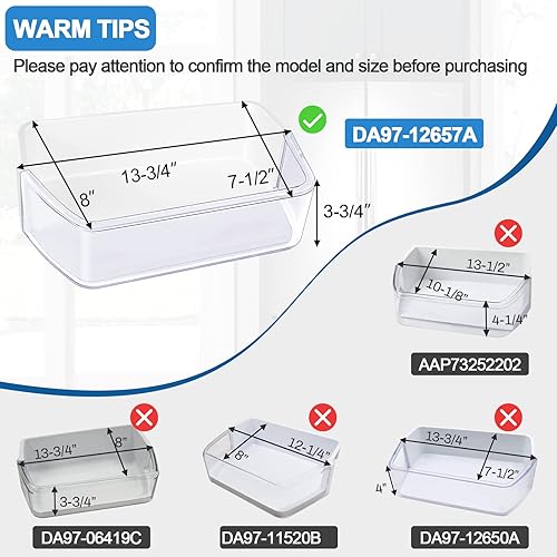 Miniatura 3 de Actualizado DA97-12657A Estante de puerta de refrigerador (izquierda) para Samsung Refrigerador Estante de repuesto para estante de refrigerador