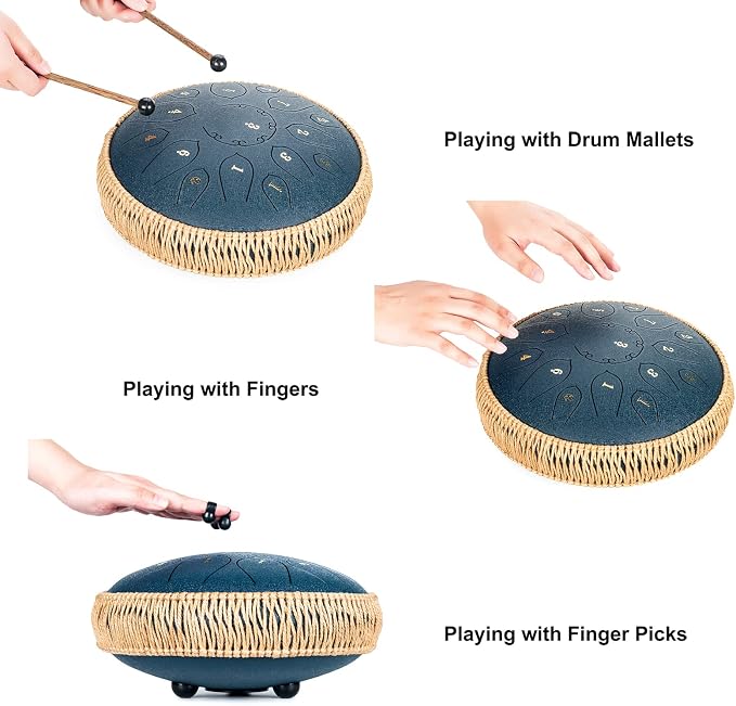 Steel Tongue Drum de 15 Notas 12 Pulgadas Azul Marino miniatura 4