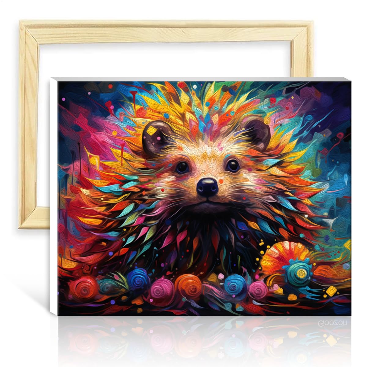 TANGFEIY Paint by Numbers Hedgehog Painting Adults Beginner with Brushes and Acrylic Pigment on Canvas Painting for Adults Crafts Project with Frame(30x40cm)
