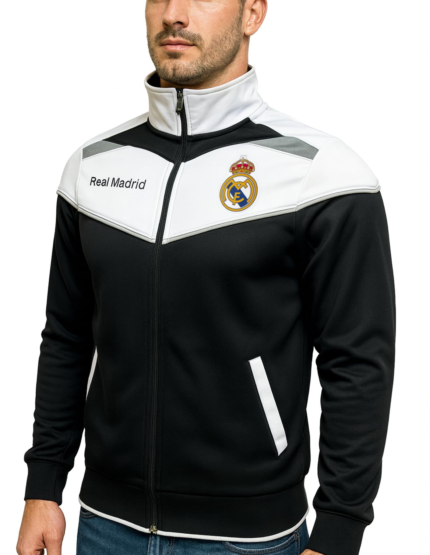 Icon Sports Real Madrid Legacy Trainingsjacke - Erwachsenengrößen Offizielle R. Madrid Trainingsjacke mit Reißverschluss