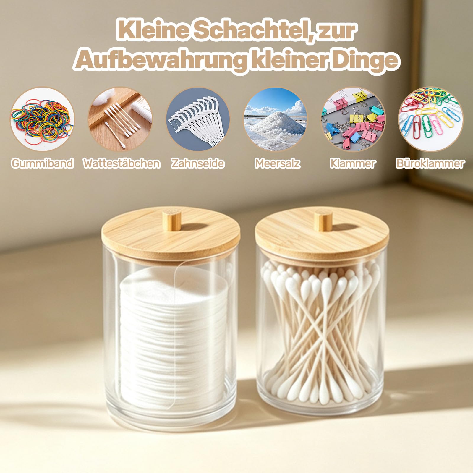 Stapelbare 4 Schubladen Kosmetik Organizer,Wattepads Aufbewahrung