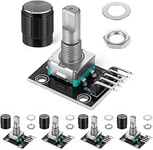 5 PCS KY-040 Rotary Encoder Module, 360 Degree Rotary Encoder 15 x 16.5 mm with Knobs Cap Brick Sensor Modules for Electric Fan Light Control etc, Black