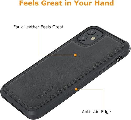 Miniatura 4 de molzar MAG Series - Funda para iPhone 11, placa de metal integrada para montaje magnético, funciona con cargadores certificados Qi, compatible