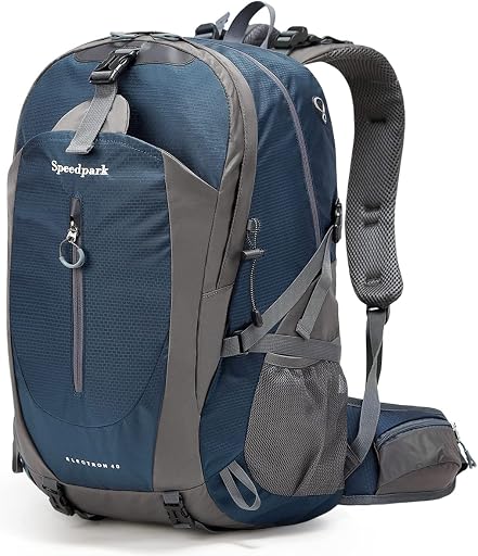 40L Hiking Backpack, Lightweight Camping Daypack with Rain Cover | Water-Resistant Rip-Stop Nylon, Multi-Pockets, Survival Whistle. Ideal For Men, Women, Travel, Trekking