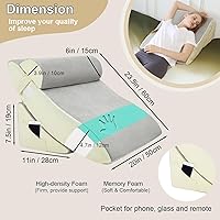 Vista 2 de Juego de almohadas ortopédicas de cuña para cama, espuma viscoelástica ajustable para después de la cirugía, alivio del dolor de cuello y espalda
