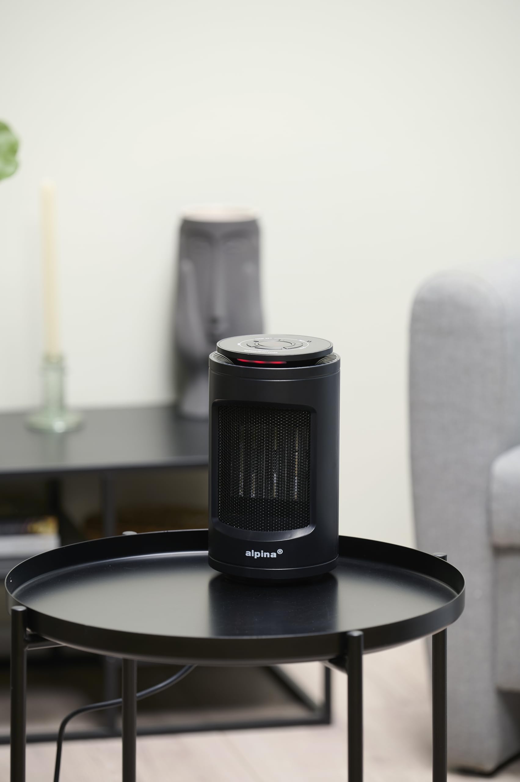 alpina Termoventilatore portatile e compatto – Riscaldamento elettrico 1200W con aria calda e fredda – Termostato digitale riscaldamento 15-35°C – Funzione timer 1-9h – Riscaldamento elettrico per