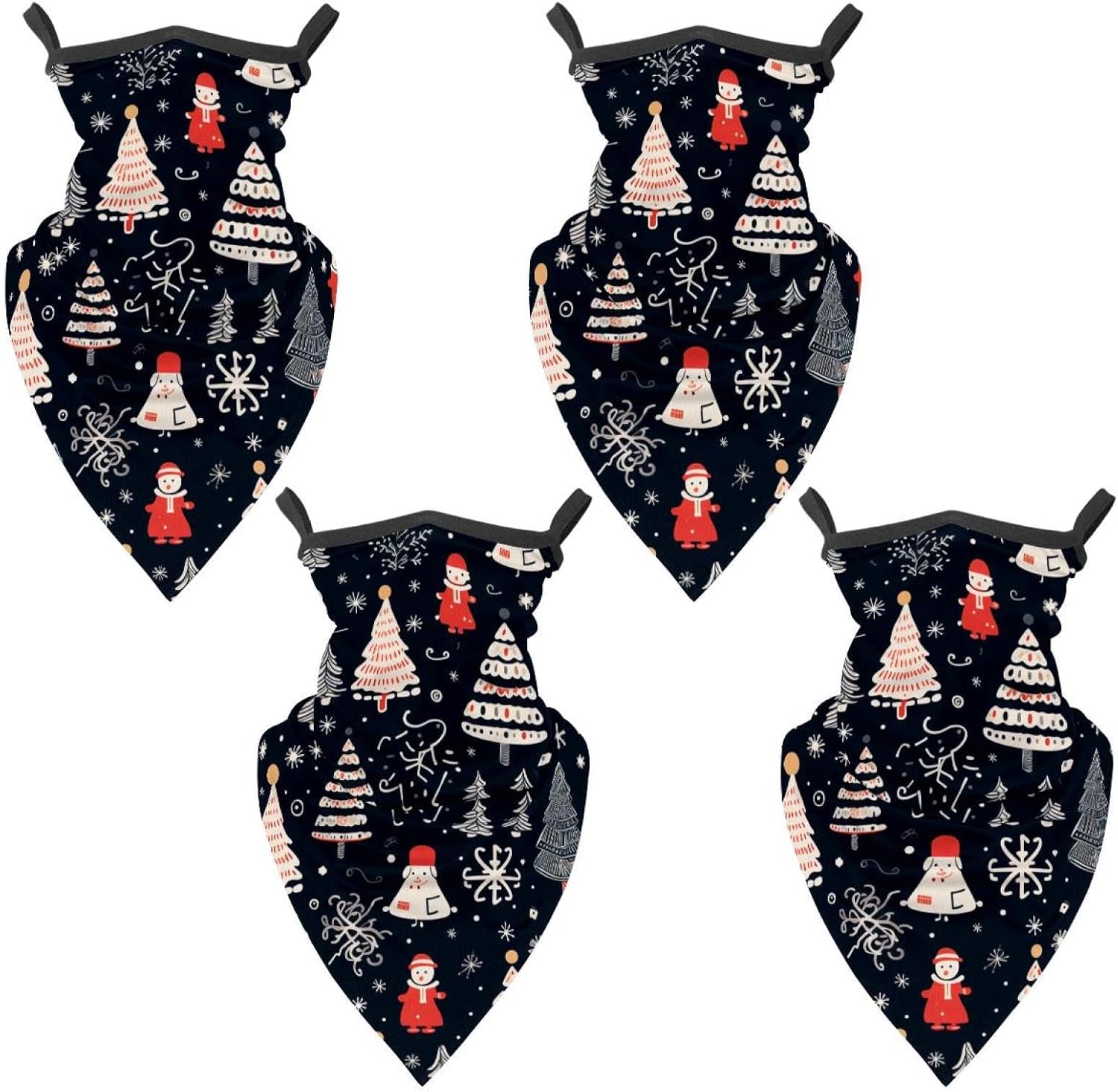 4 Pack Christmas Tree Fishing Neck Gaiter - UV Face Mask Sun Protection for Men & Women