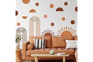 20 Pcs Half Sun Wall Decal: Boho Sunshine Nursery Peel and Stick Wall Stickers