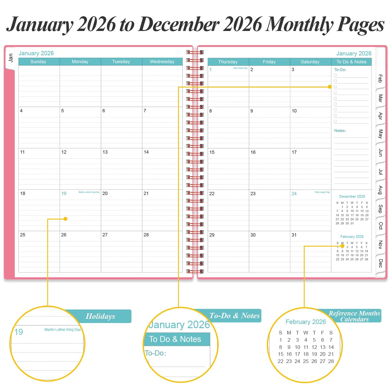 Snapklik.com : 2026 Daily & Monthly Planner - One Page Per Day, Daily