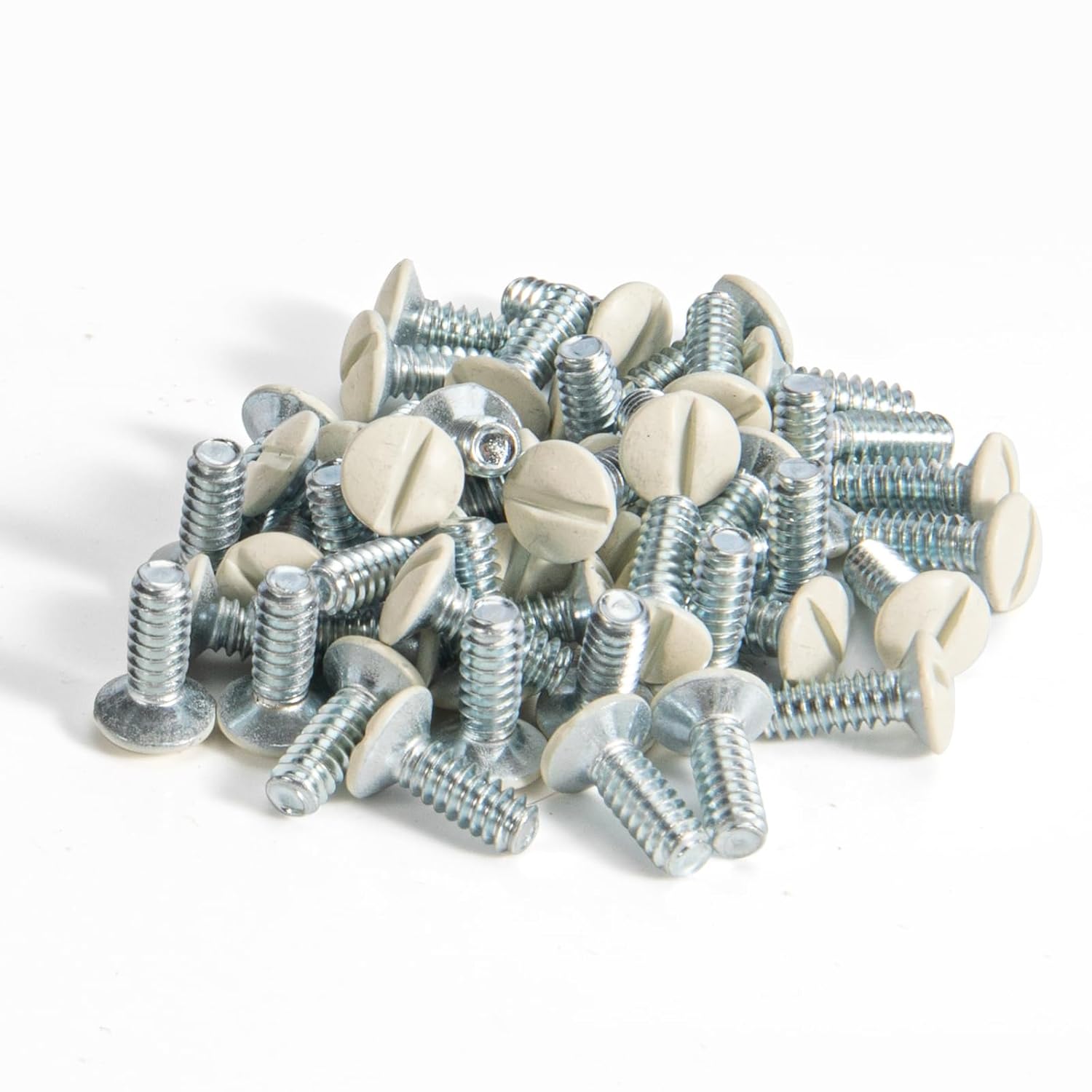 Henne Bery 3/8" Long 6-32 Thread, Oval Head Milled Slot Replacement Wall Plate Screws, 50 Pack, Light Almond