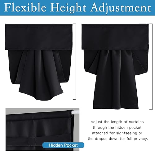 Miniatura 4 de RYB HOME Cortinas de puerta francesa para oscurecer la habitación, cortina de ventana de privacidad asegurada, persianas con aislamiento térmico