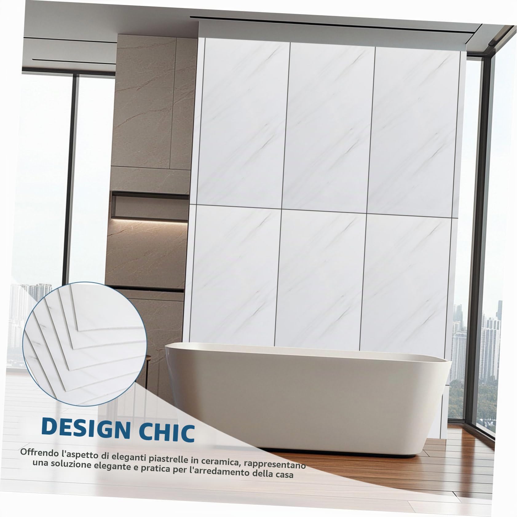 20 Pannelli Murali Impermeabili in Schiuma Xpe Autoadesivi Adesivi Per Piastrelle Bagno E Cucina Effetto Marmo Decorazione Per Parete Doccia E Rivestimento Adesivo
