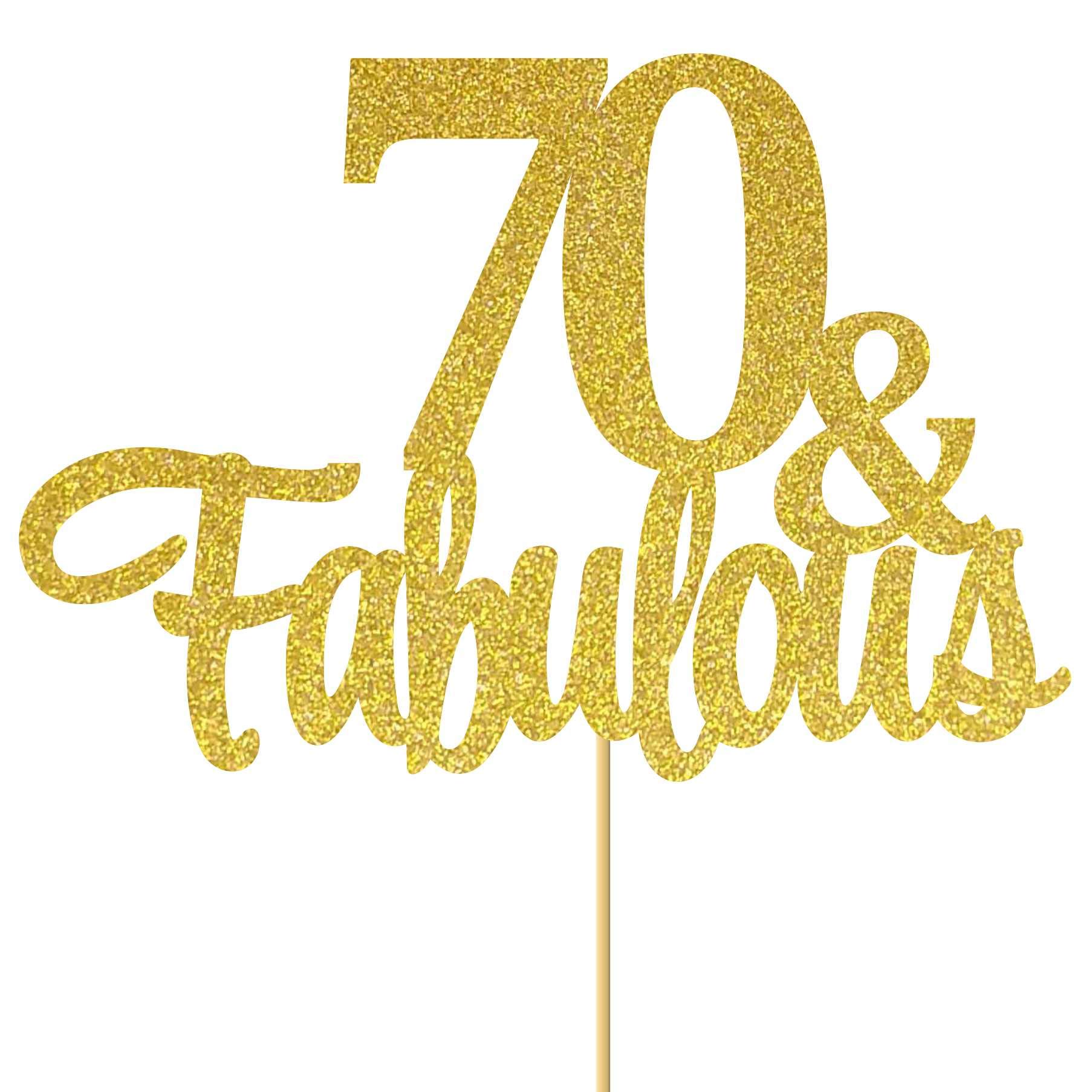 Gold Glitter 60th Birthday Cake Topper - "60 & Fabulous" -8