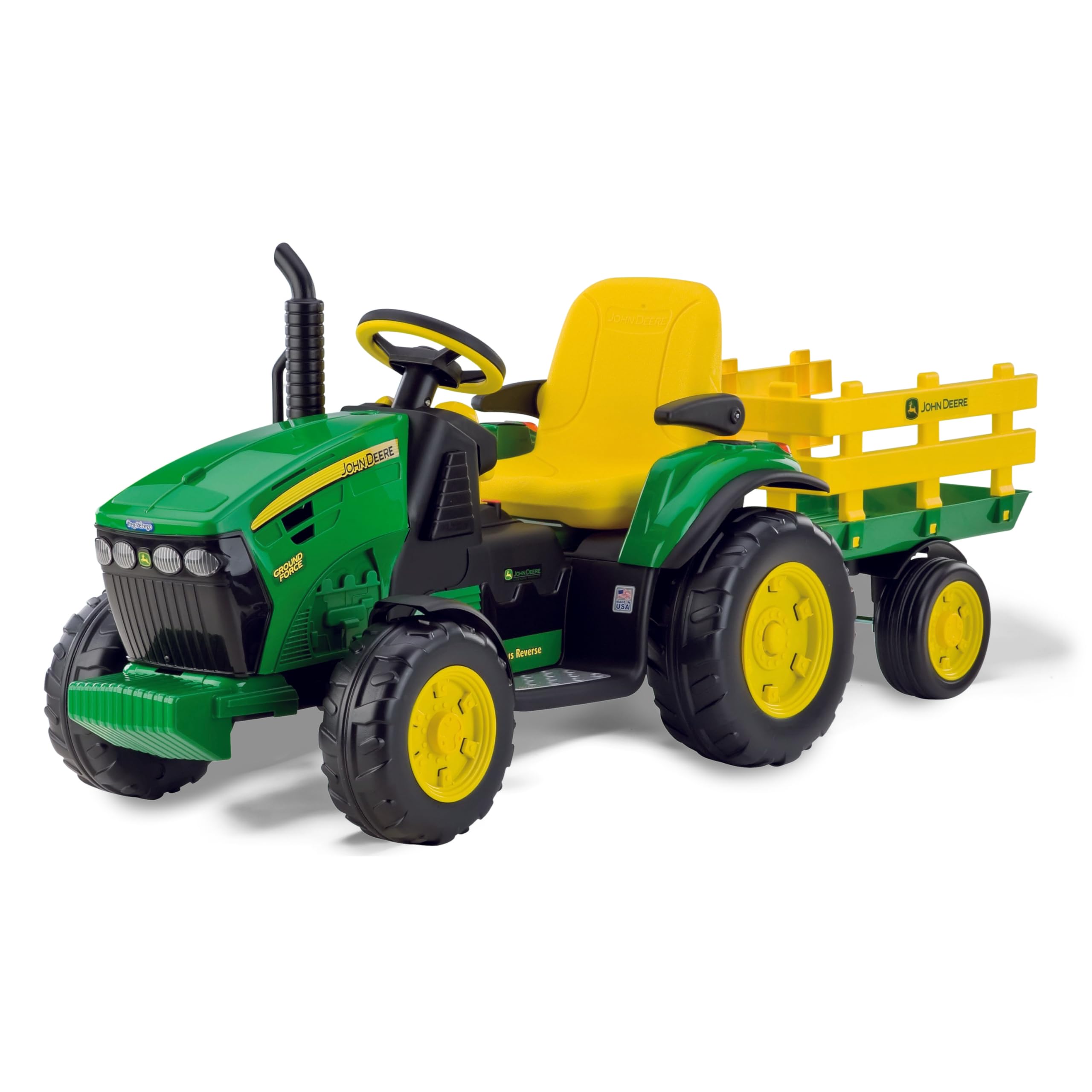 Peg Perego OR0047 - John Deere, tractor eléctrico con remolque, 12V