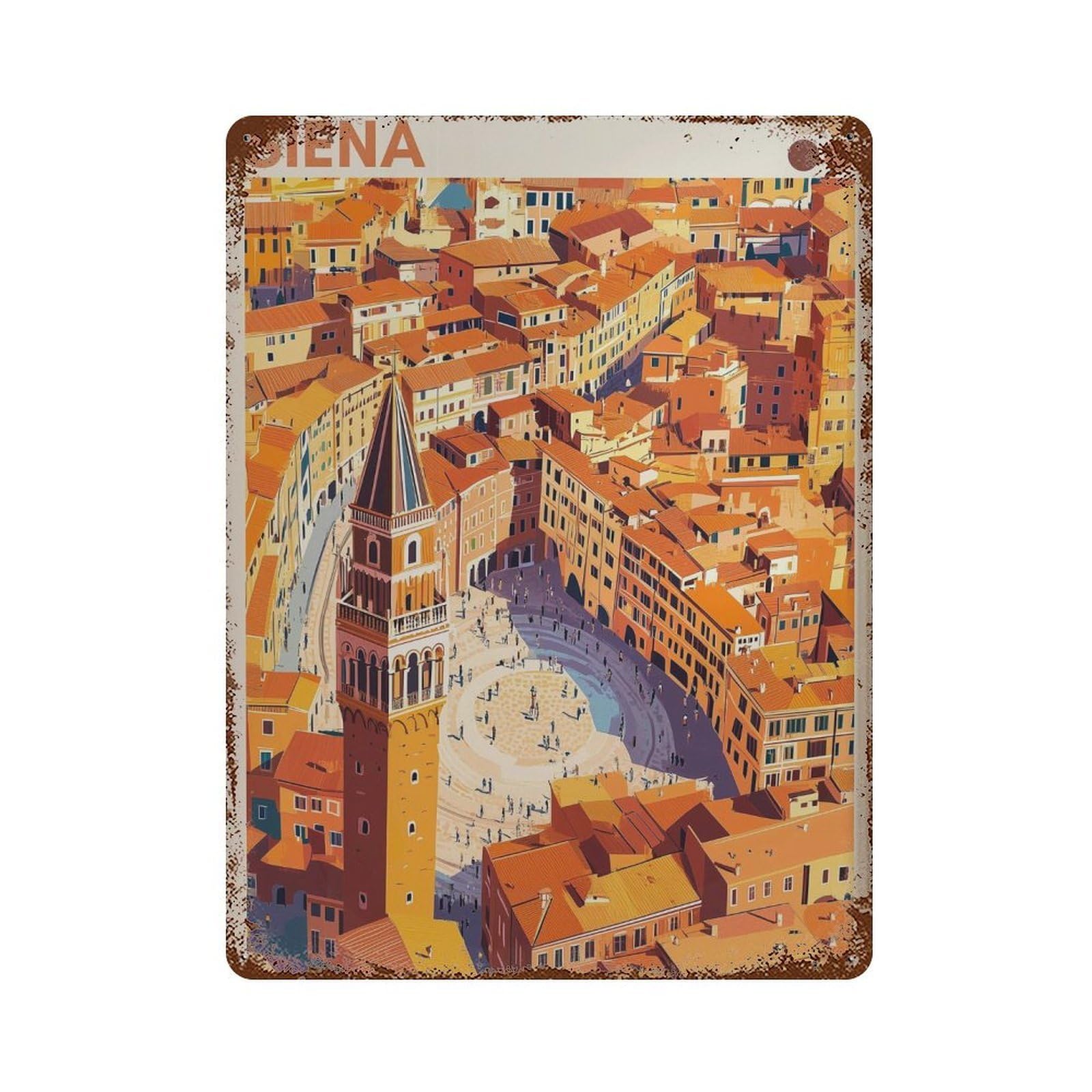 xiaoxiaoshen Siena Italy Travel Tuscany Wall Decor Art Metal Tin Poster Modern Home Decor Art Home Bar Shop Decorations Vintage Sign 40x30cm