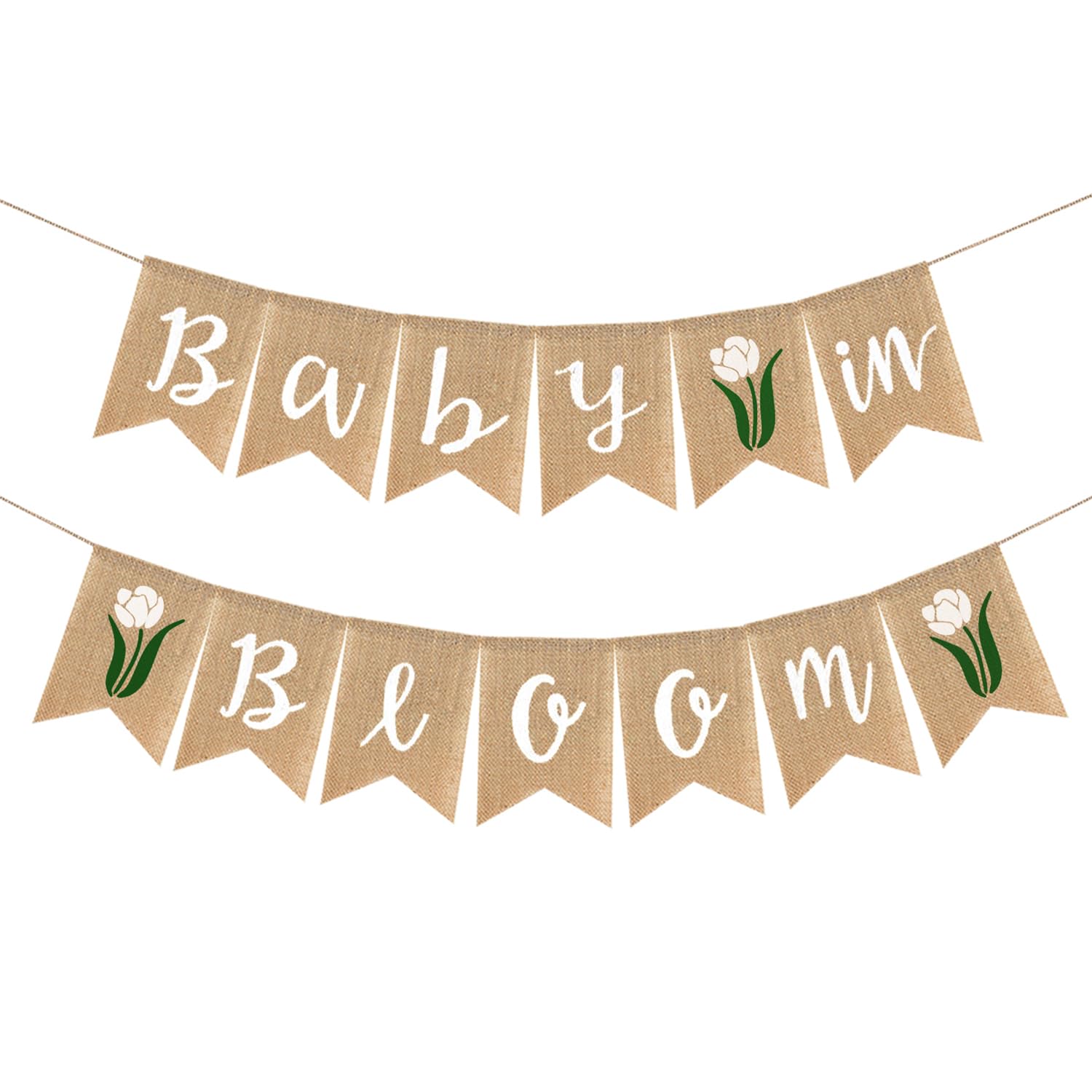 Adurself Baby in Bloom Burlap Banner with Flower Welcome Baby Jute Bunting Garland for Spring Theme Garden Mommy To Be Celebration Supplies Boy Girl