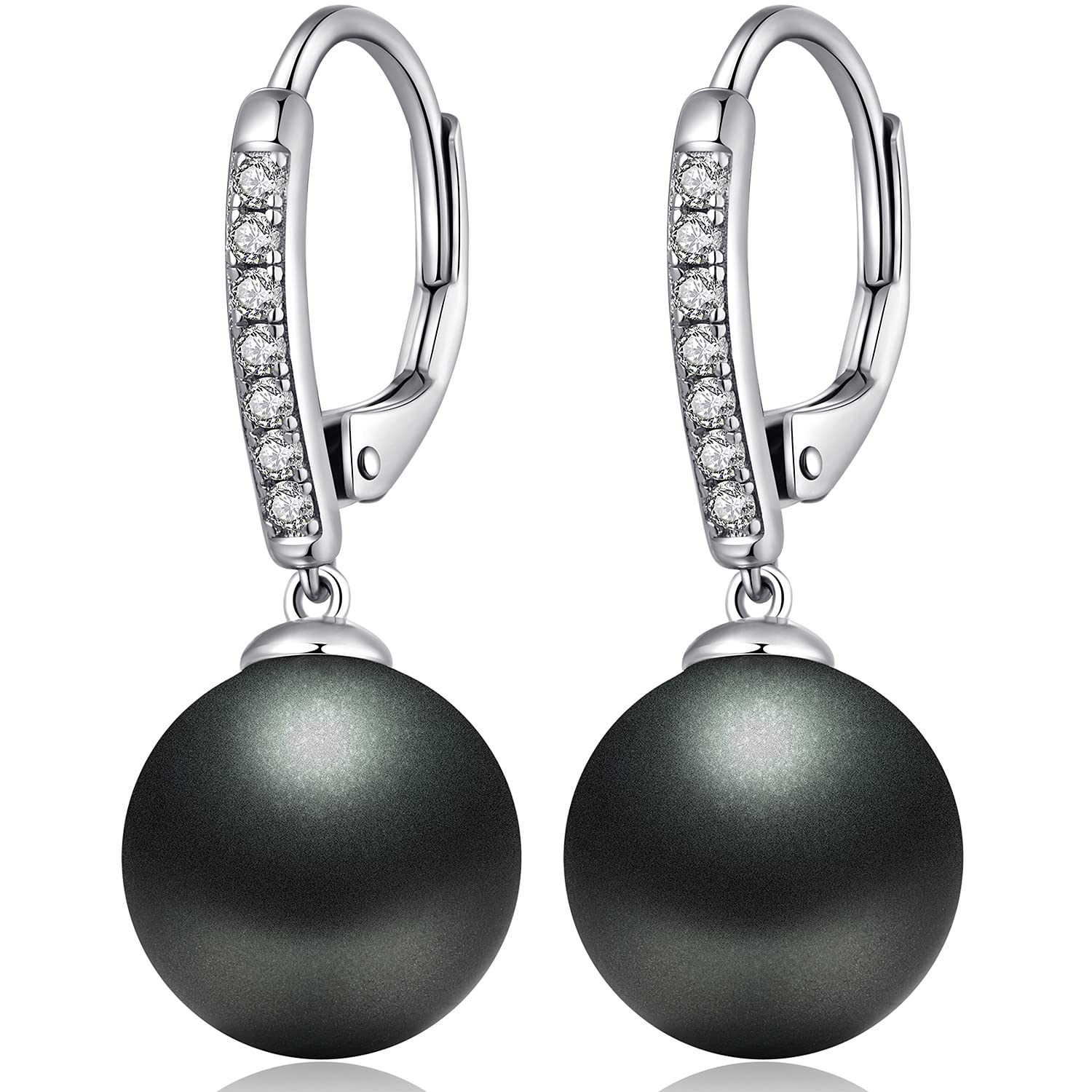 Miaofu Perlenohrringe 18K Weißgold Plattiert 925 Sterling Silber Perlen Ohrringe Hypoallergene Edler Schmuck für Damen Mehrere Farben und Größen