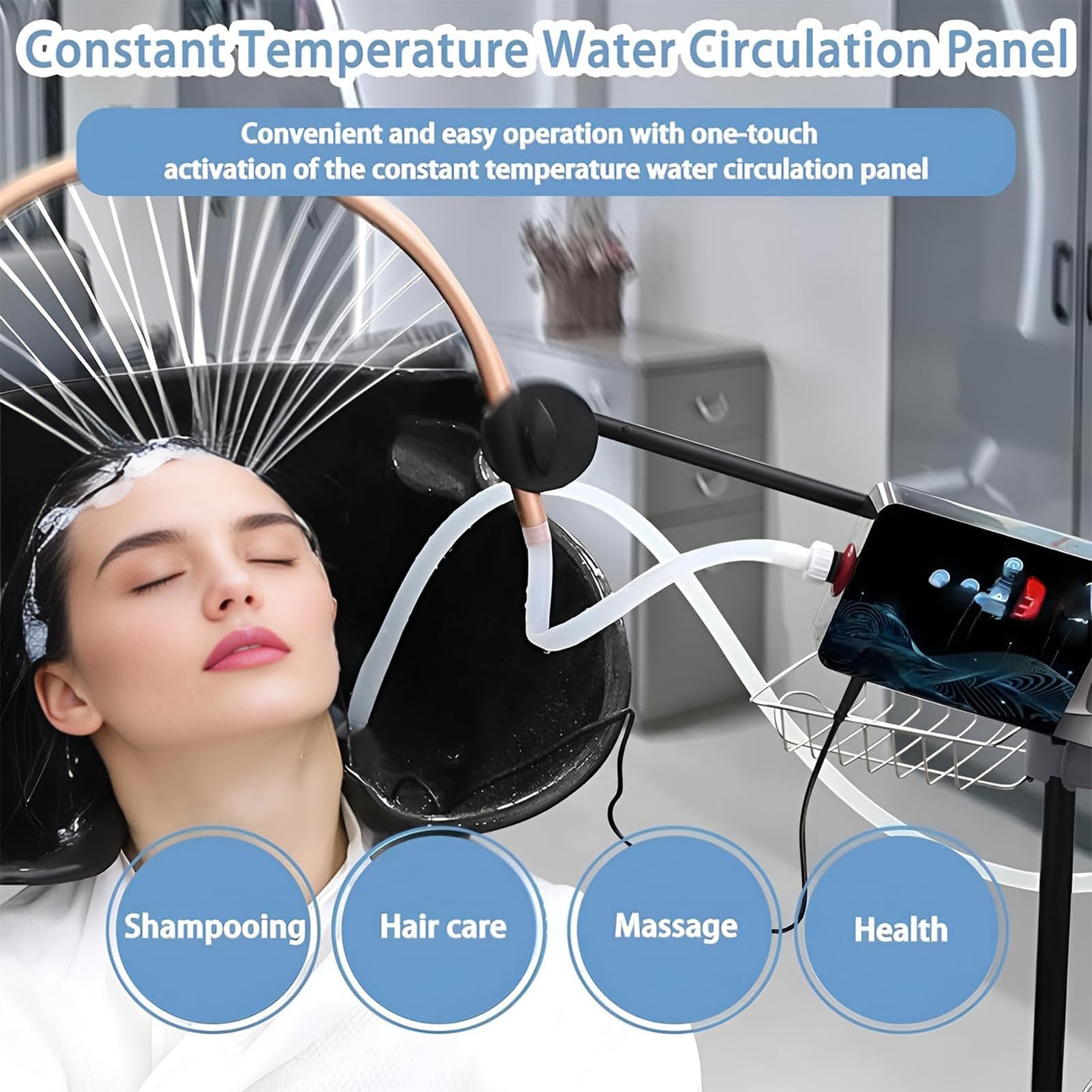 Head Spa Equipment with Curved Waterfall Shower Head, Professional Hair Washing and Massage Accessories for Beauty Studio and Spa